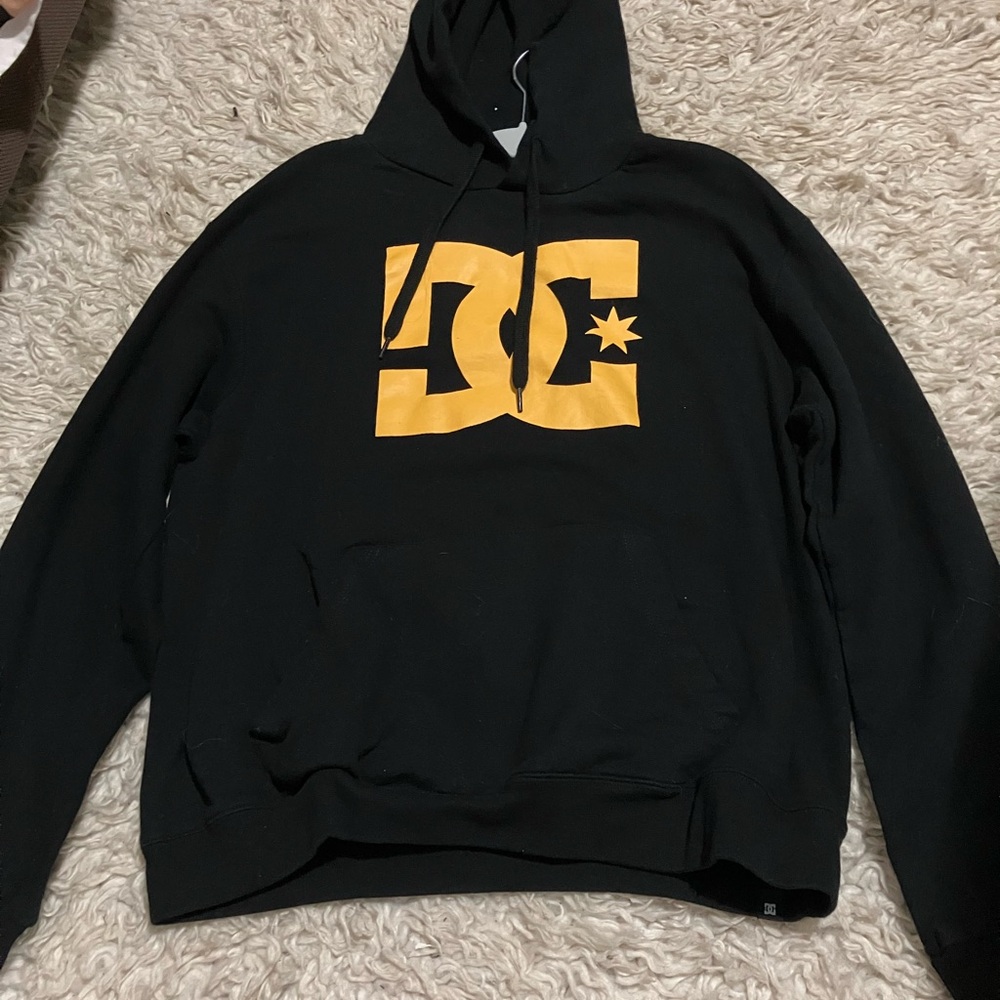DC Black Hoodie with Yellow Emblem